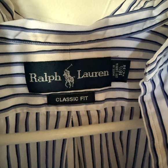 Ralph Lauren Polo Men's Navy Striped Button Down Shirt - Picture 3 of 6